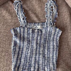 Hollister Navy and White Textured Camisole